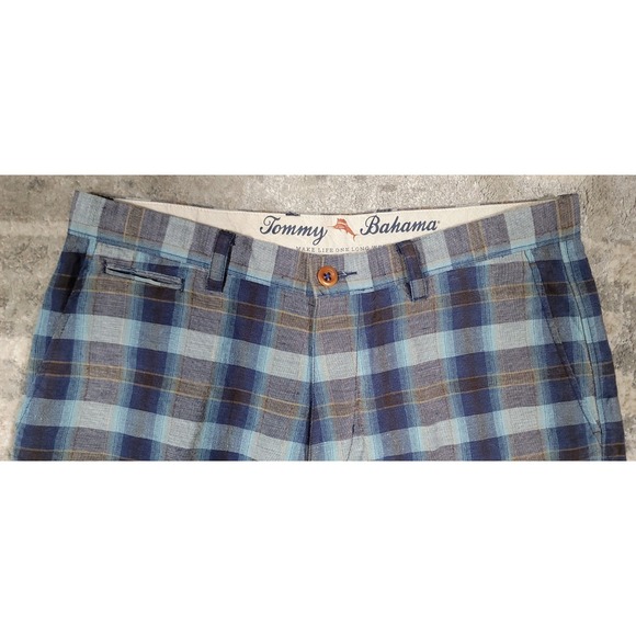 Tommy Bahama Make Life One Long Weekend Linen Blend Plaid Men's Shorts Sz 32x10 - Picture 4 of 8